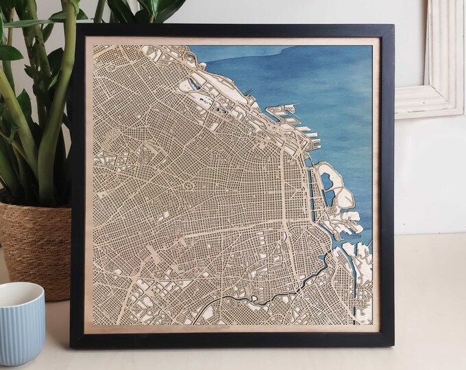 Buenos Aires Custom Wood Map - Personalized Art Gift