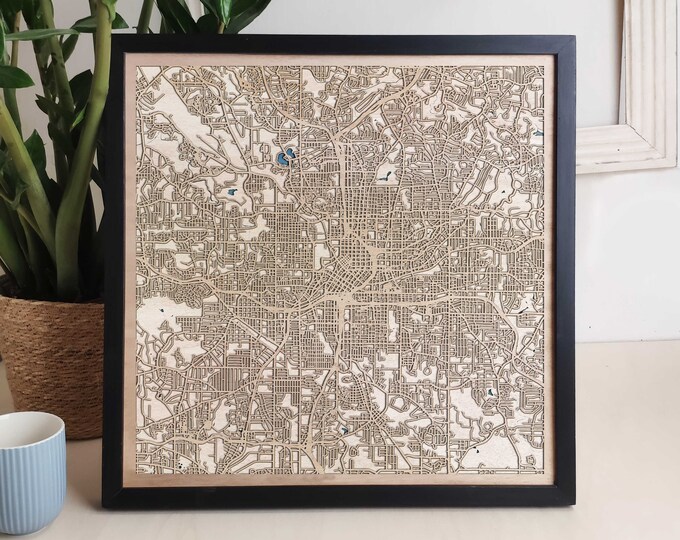 Atlanta Custom Wood Map - Personalized Art Gift