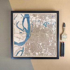 Carte en bois personnalisée de Memphis - Cadeau d'art mural pour décoration d'intérieur