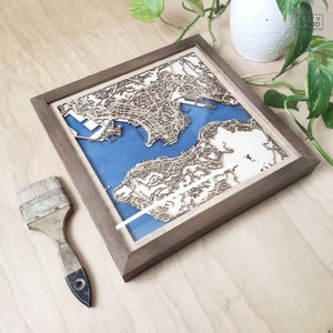 Hong Kong Holzkarte - Lasergravur