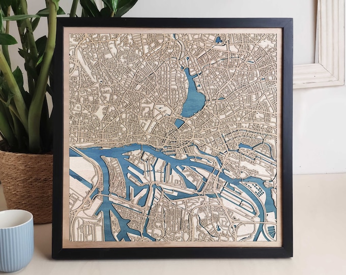 Hamburg Custom Wood Map - Personalized Art Gift