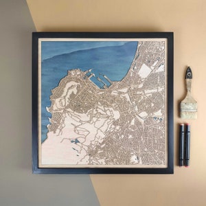 Carte en bois personnalisée du Cap - Cadeau d'art mural décoration d'intérieur