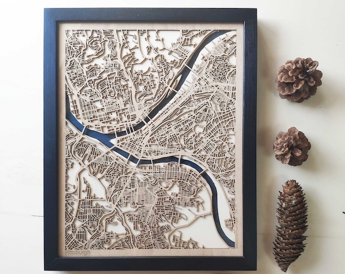 Pittsburgh Wood Map - 3D Laser Cut Map