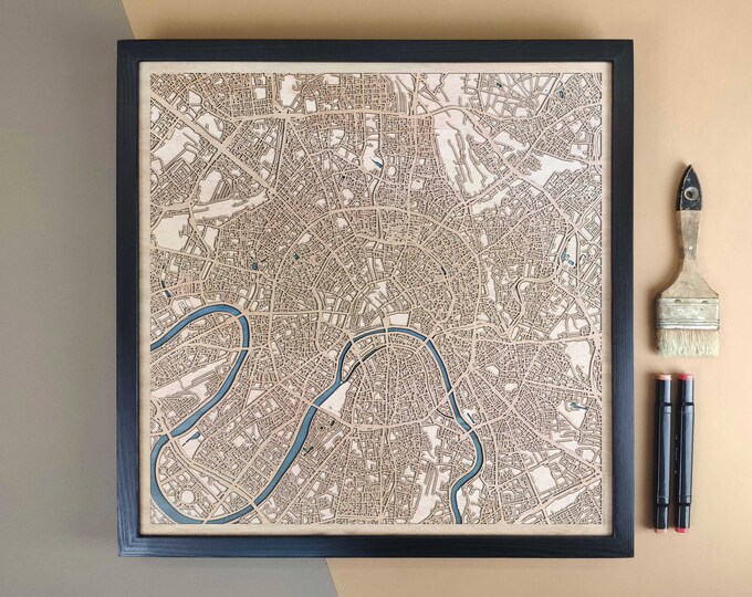 Moscow Personalized Wooden Map - Home Decor Wall Art Gift