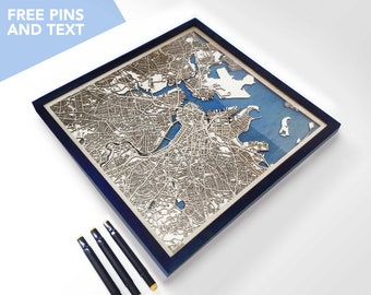 Boston Wood Map - Laser Cut Wood Gifts