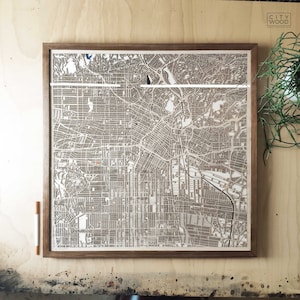 Carte en bois de Los Angeles - Plan de la ville en 3D