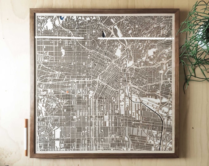 Los Angeles Wood Map - 3d City Map