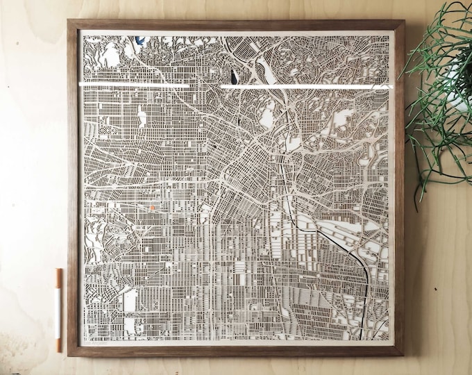 Los Angeles Wood Map - 3d City Map