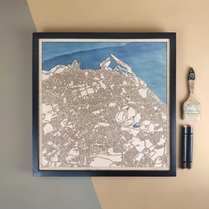 Carte en bois personnalisée d'Édimbourg - Cadeau d'art mural pour décoration d'intérieur
