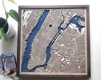Custom Laser Cut Wooden City Map – 5th Anniversary Gift