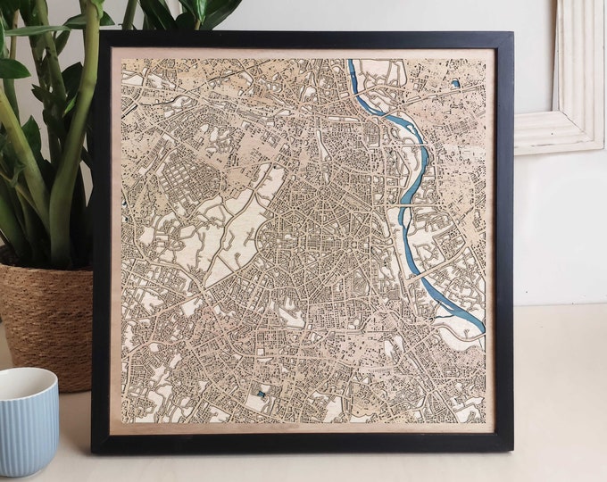 New Delhi Custom Wood Map - Personalized Art Gift