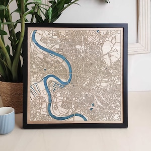 Carte en bois personnalisée de Düsseldorf - Cadeau artistique personnalisé