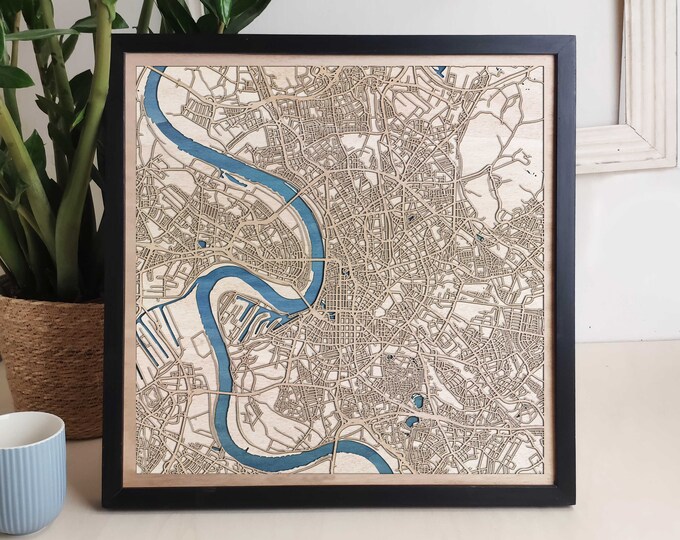 Dusseldorf Custom Wood Map - Personalized Art Gift