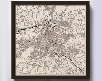 Bern Wood Map – Laser Cut Framed City Wall Art