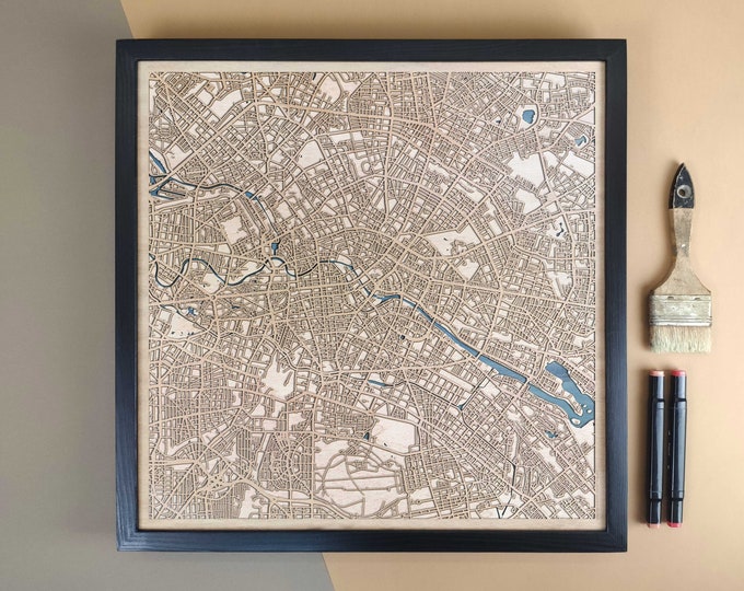 Berlin Personalized Wooden Map - Home Decor Wall Art Gift
