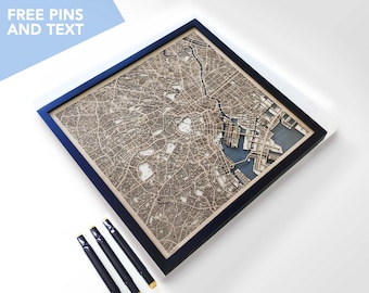 Tokyo Wood Map - Laser Cut Wood Gifts