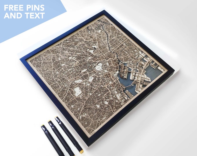 Tokyo Wood Map - Laser Cut Wood Gifts