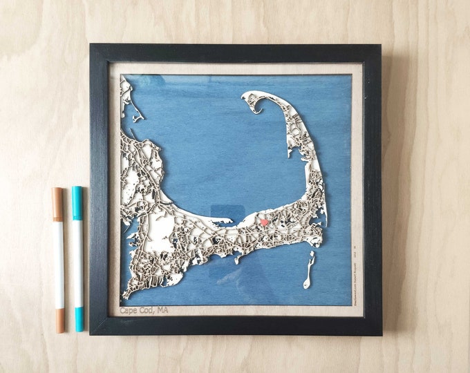 Cape Cod Wooden Map - Laser Engraved