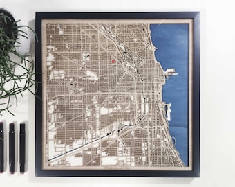 Chicago Wood Map - 3D Laser Cut Map
