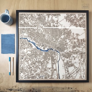 Carte en bois de Richmond - Gravure au laser