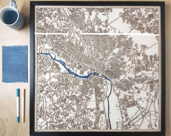 Richmond Wooden Map - Laser Engraved