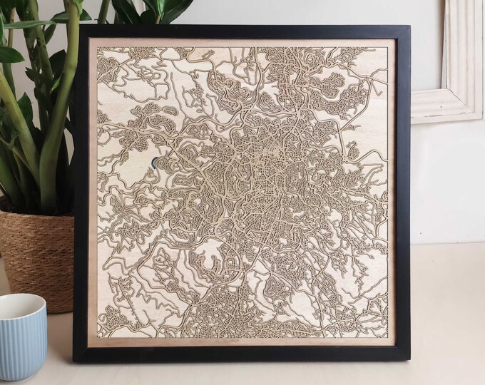 Jerusalem Custom Wood Map - Personalized Art Gift