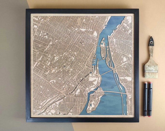 Montreal Personalized Wooden Map - Home Decor Wall Art Gift