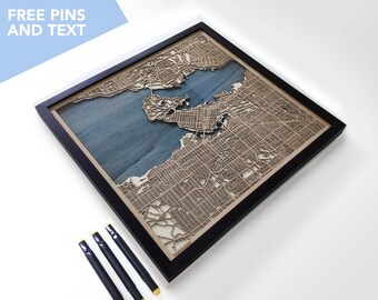 Vancouver Wood Map - Laser Cut Wood Gifts