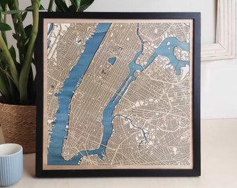 New York Custom Wood Map - Personalized Art Gift