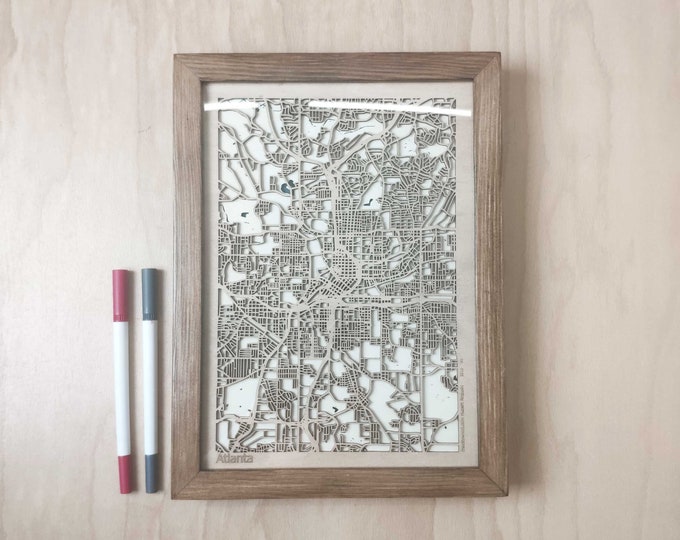 Atlanta Wooden Map - Laser Engraved