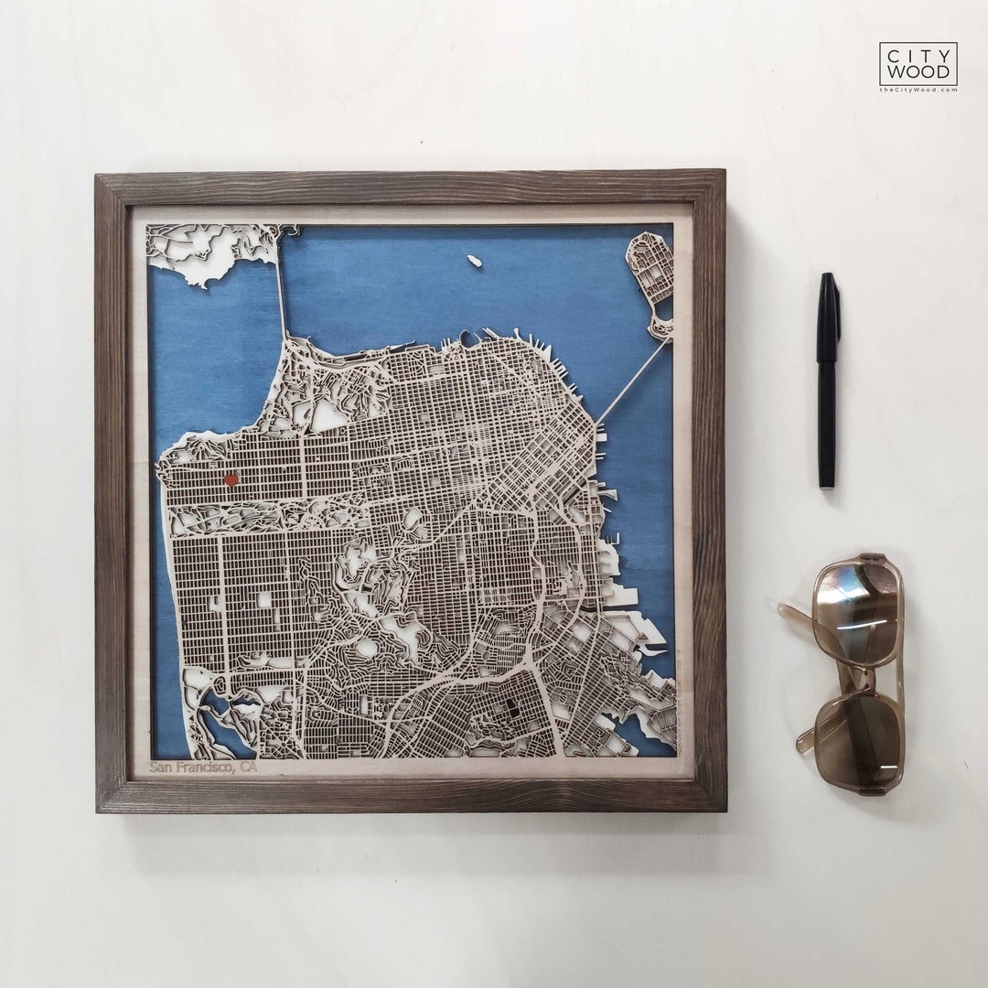 San Francisco Wood Map - 3d City Map - Etsy