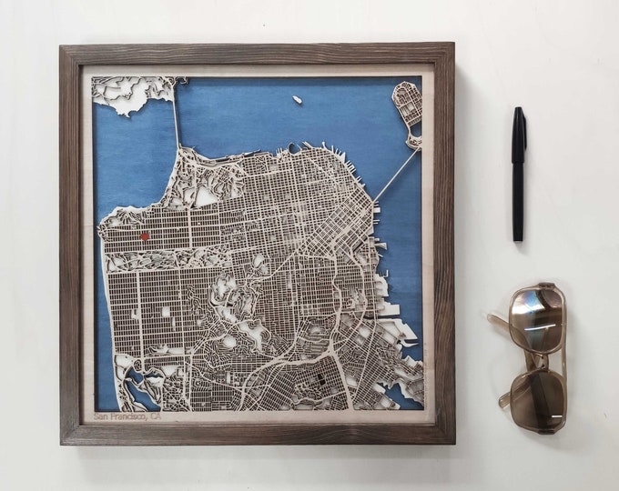 San Francisco Wood Map - 3d City Map