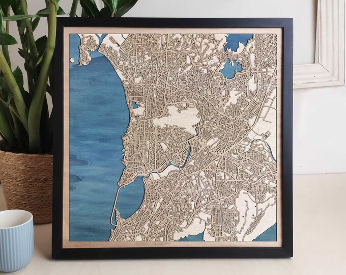 Mumbai Custom Wood Map - Personalized Art Gift