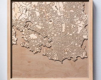 Victoria Wooden Map -Laser Cut Wood Streets City Maps 3d Framed Minimal Minimalist Wall Art - Birthday Anniversary Christmas Wedding Gift