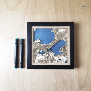 Madison Wood Map - Carte découpée au laser 3D