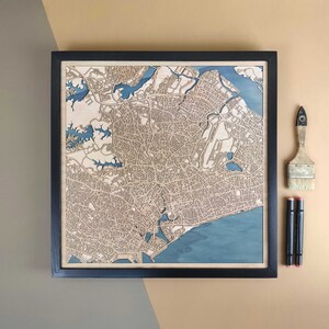 Carte en bois personnalisée de Singapour - Cadeau d'art mural pour décoration d'intérieur