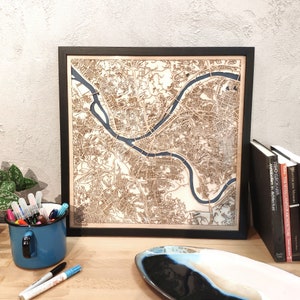 Custom Laser Cut Wood Map – Personalized City Streets Wall Art