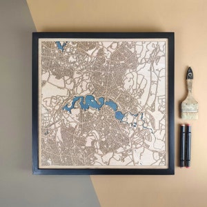 Carte en bois personnalisée de Canberra - Cadeau d'art mural pour décoration d'intérieur