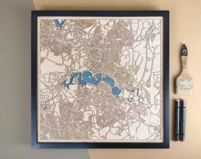 Canberra Personalized Wooden Map - Home Decor Wall Art Gift