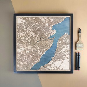 Carte en bois personnalisée du Québec - Cadeau d'art mural pour décoration d'intérieur