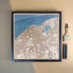 Carte en bois personnalisée de La Havane - Cadeau d'art mural pour décoration d'intérieur