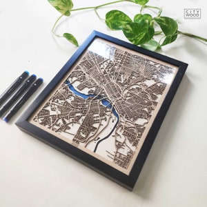 Carte en bois de Richmond - carte découpée au laser 3D