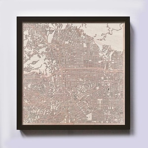 Carte en bois de Pasadena - cadeau 5e anniversaire - carte en bois personnalisée découpée au laser encadrée cartes art mural - cadeau de fiançailles de mariage pour couple