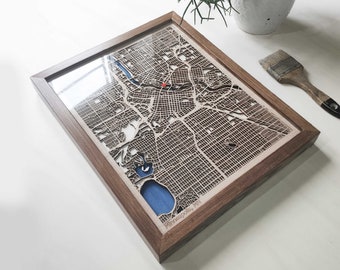 Minneapolis Wood Map - 3D Laser Cut Map