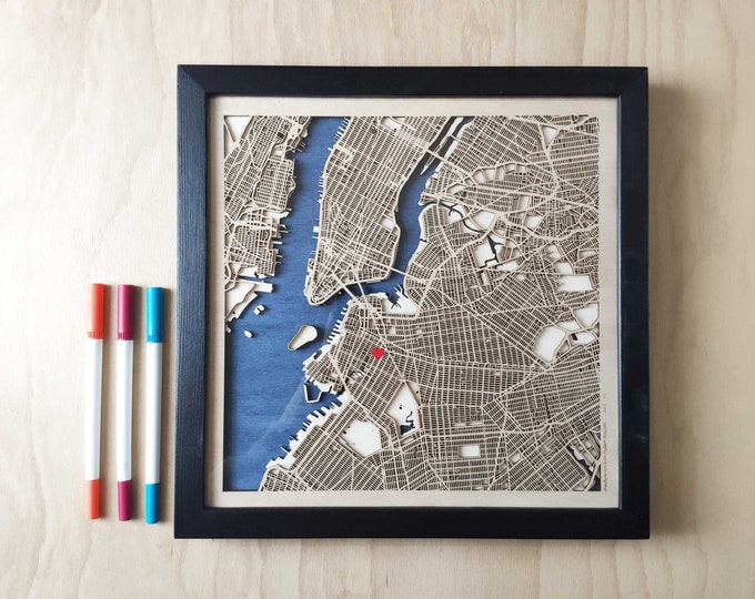 Brooklyn Wooden Map - Laser Engraved