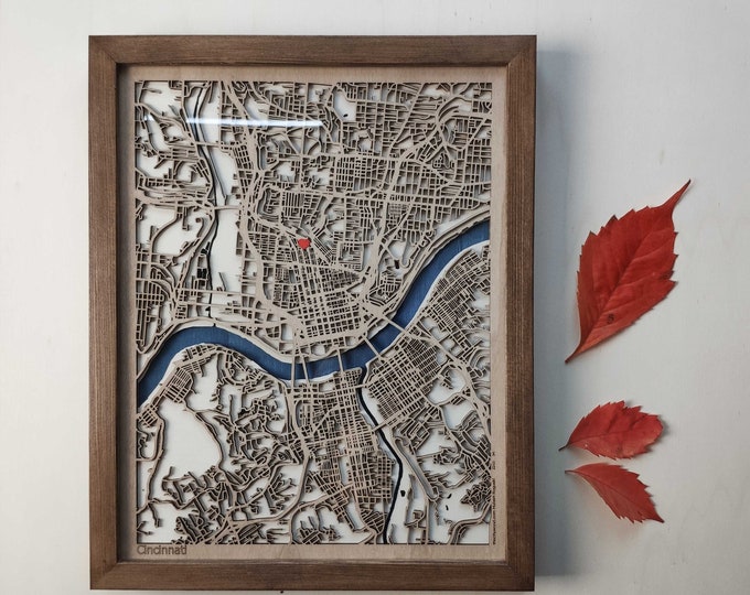 Cincinnati Wood Map - 3d City Map