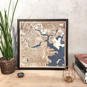 5th Anniversary Gift Wooden Map - Custom City Map - Laser Cut Map