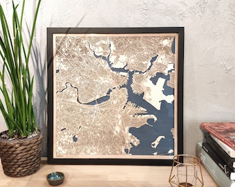 Custom Laser Cut Wooden City Map – 5th Anniversary Gift