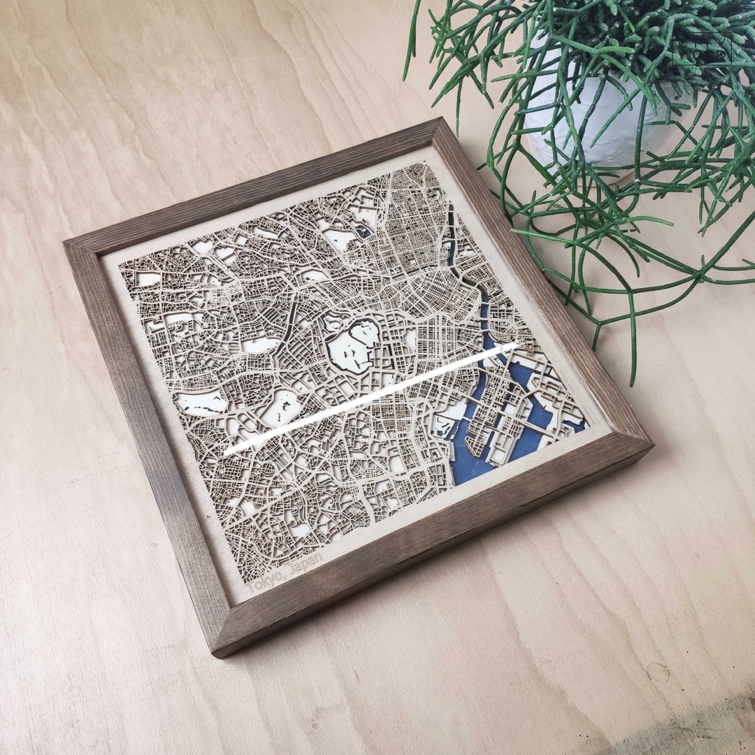 Tokyo Wood Map - 3D Laser Cut Map - Etsy Canada