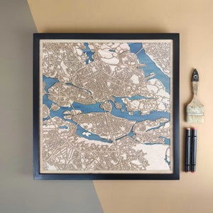 Stockholm Personalisierte Holz Karte - Wohnkultur Wand Kunst Geschenk